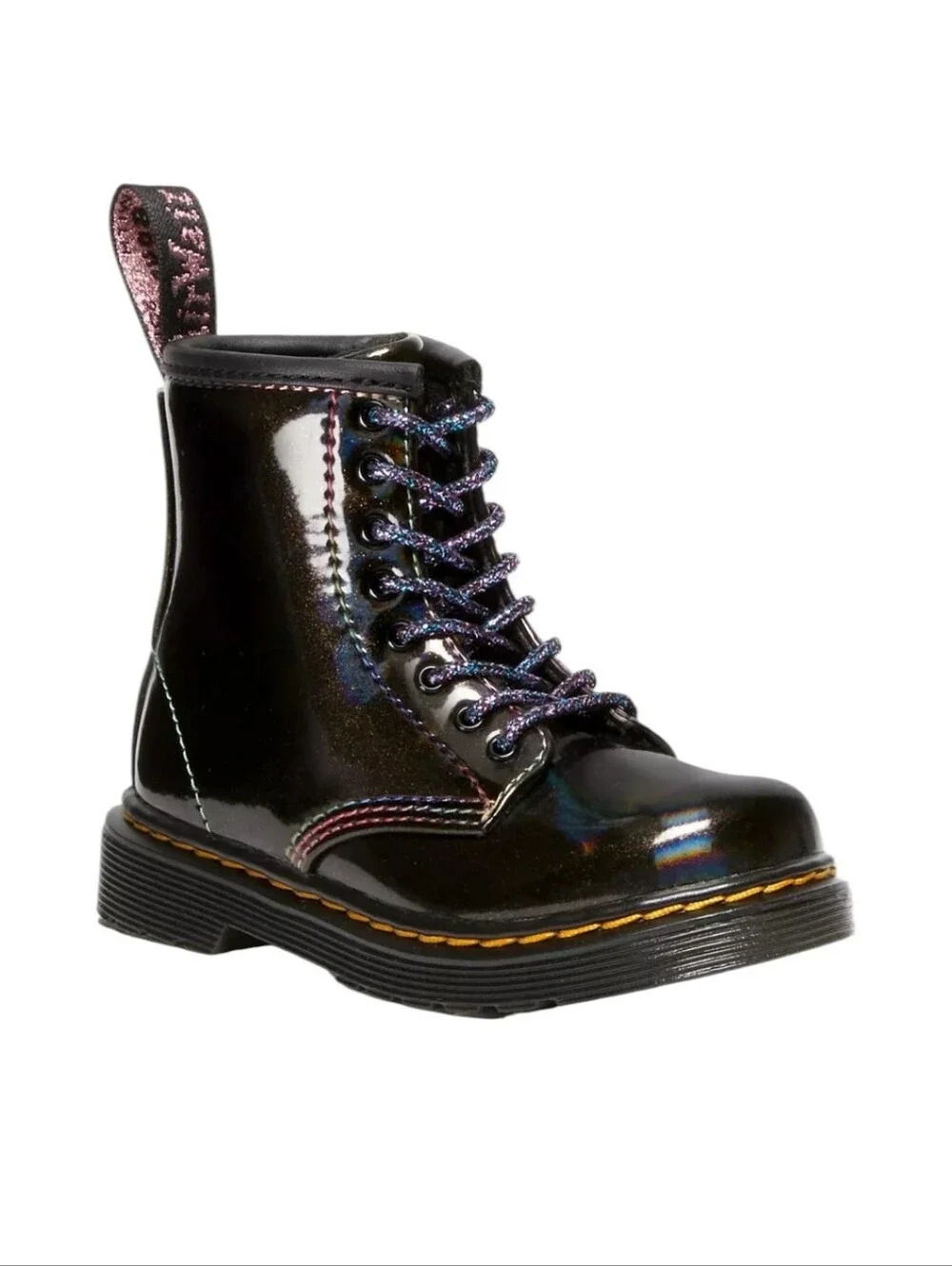 Dr. Martens 1460 Sparkle Rays Lace Up Patent Leather Rainbow Boots